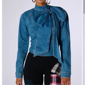 Akira denim top with bow.